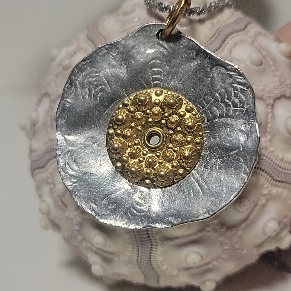 Sea Urchin pendant set- on .925 adjustable chain AND EARRINGS! - Picture 3 of 13